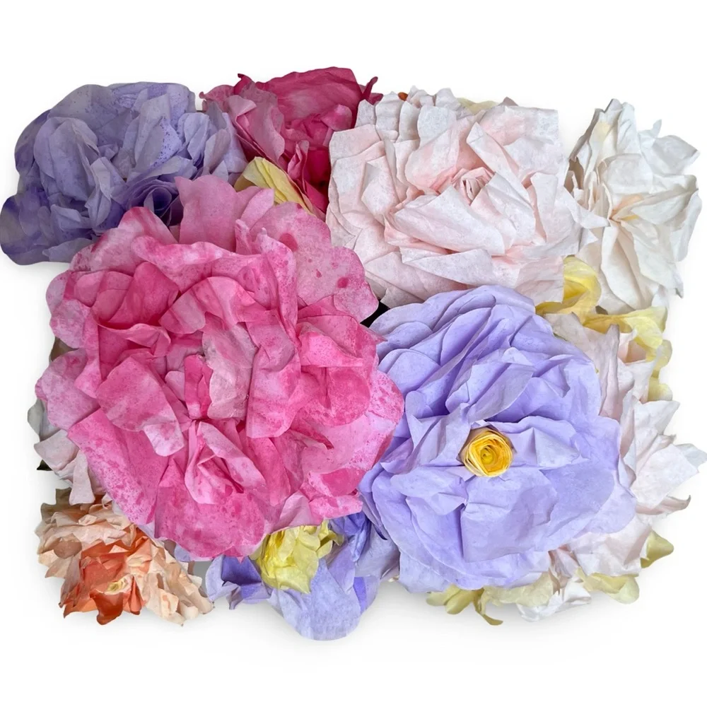 Handmade Paper Flowers Floral Arrangement in Decorative Bag Centerpiece